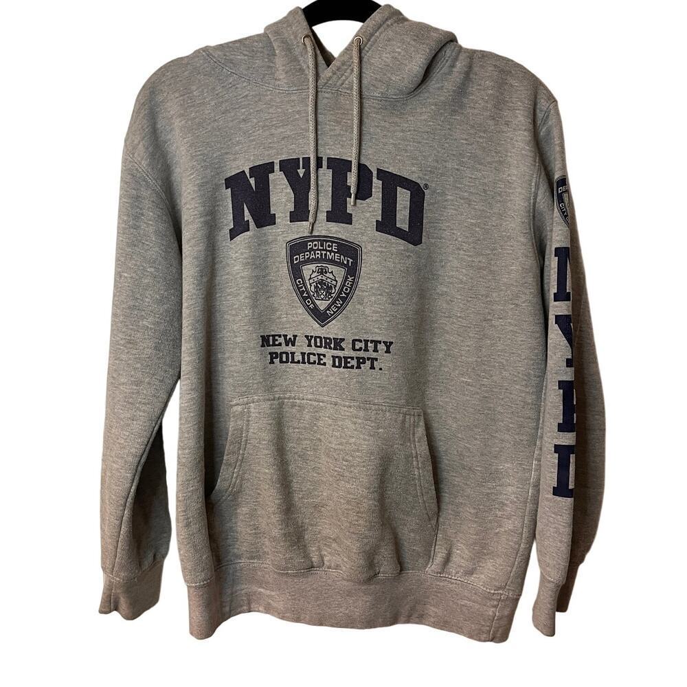 NYPD Heather Gray Graphic Print Long Sleeves Sweatshirt Hoodie Size Small